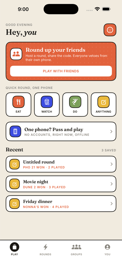 Veto home screen